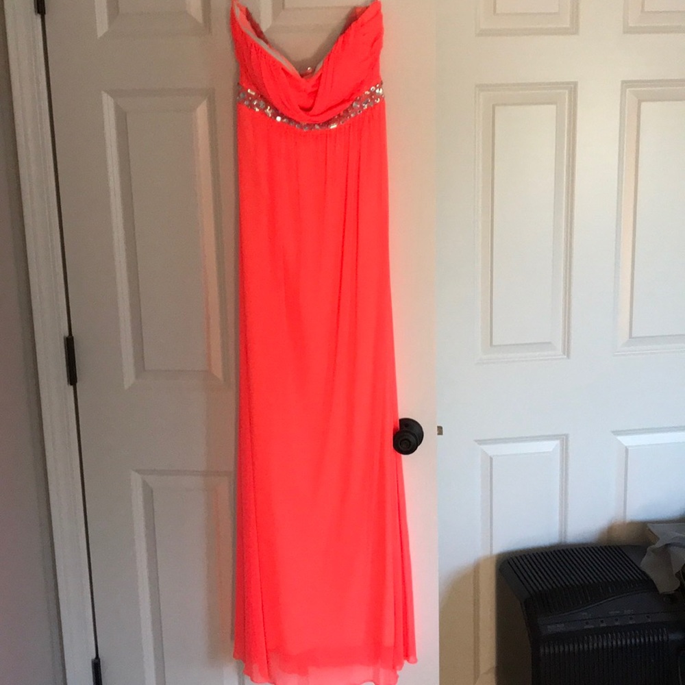 Neon coral long dress